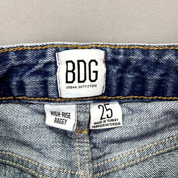 BDG Urban Outfitters Tan High Rise Baggy Jean Tag Size 25 Blue Light Wash Skater - Picture 9 of 14